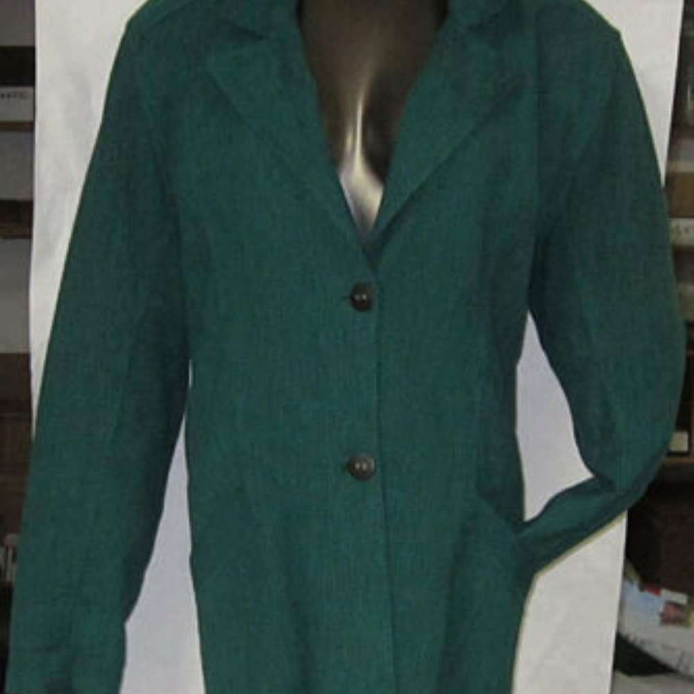 SOLD coat paris blue jacket 100% cotton teal green - Picture 2 of 5